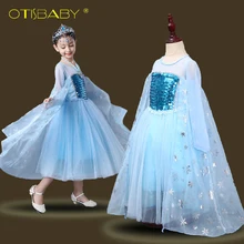 OTIABABY/Детский костюм Эльзы со снежинками; рождественское детское платье Эльзы с блестками для девочек; Бальные платья Снежной Королевы; платье для дня рождения
