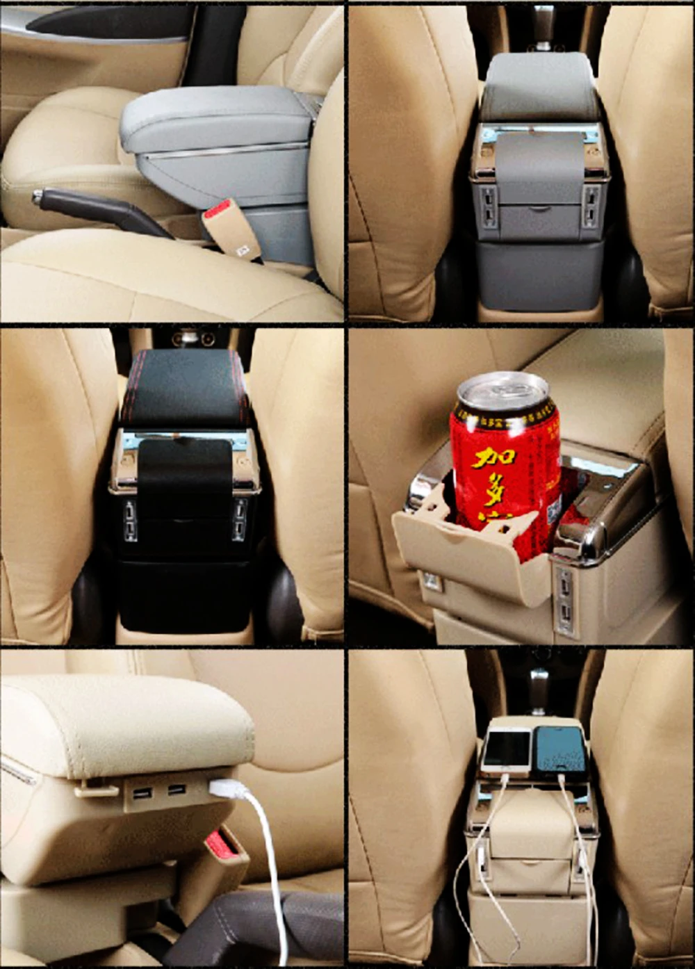  Para Kia viene cuero Interior del coche piezas Centro consola apoyabrazos caja de almacenamiento de