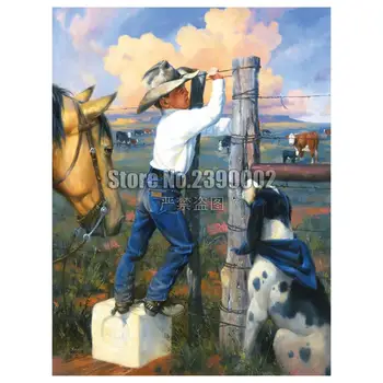 

5D DIY Diamond Painting Cross Stitch Forced Entry Diamond Embroidery Farm Horses Cowboys dog Full Diamond Mosaic Needlework
