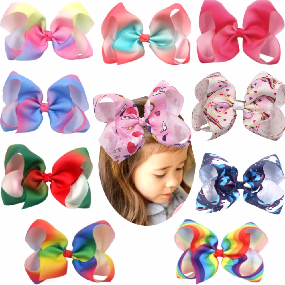 10Pcs Little Girl Hair Ribbon Bow With Elastic Hair Bands Hair Accessories KI