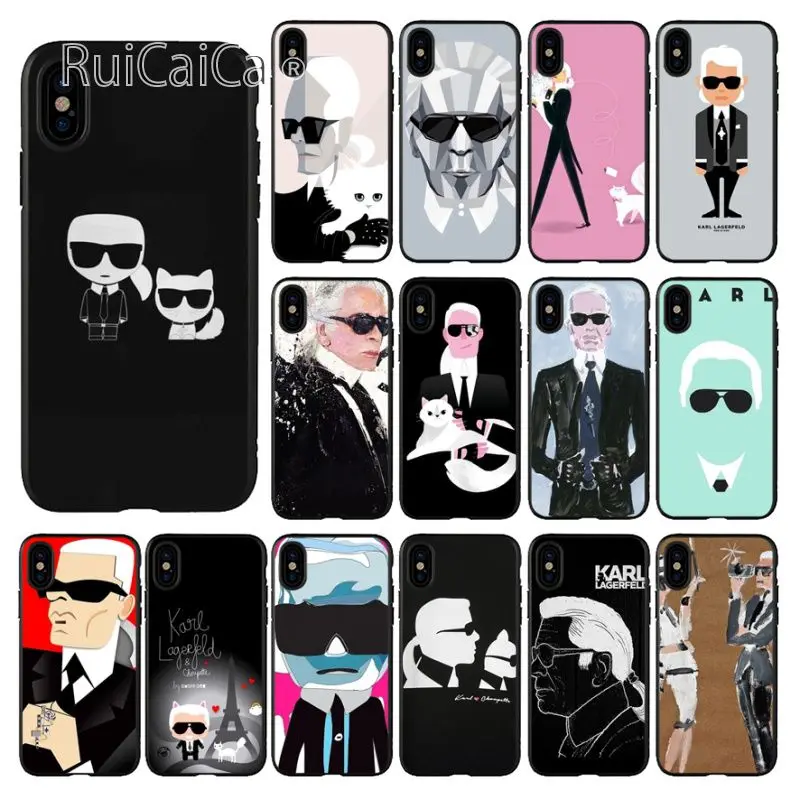 

Ruicaica Drawing of karl lagerfeld black Phone Case Cover Shell for Apple iPhone 8 7 6 6S Plus X XS MAX 5 5S SE XR Mobile Cover