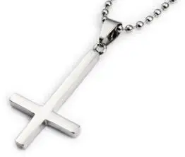 Мода 316L нержавеющая сталь перевернутый крест кулон ожерелье Люцифер сатана панк Ювелирная цепочка для мужчин женщин анти-Христианский подарок - Окраска металла: With Beads Chain