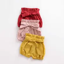 Шорты для малышей шорты ярких цветов для девочек, юбка детские штаны из полипропилена детские короткие летние штаны с деревянными ушками и бантом для девочек, шорты, одежда