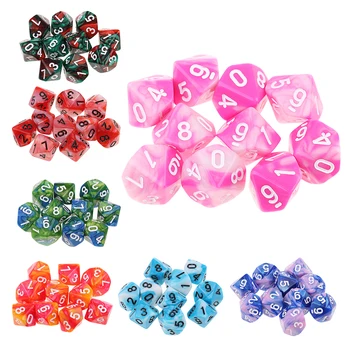 

10pcs Acrylic 10-Sided Dice D10 Polyhedral Dice Double Color Dice for for Table Games Dungeons and Dragons RPG MTG Accs