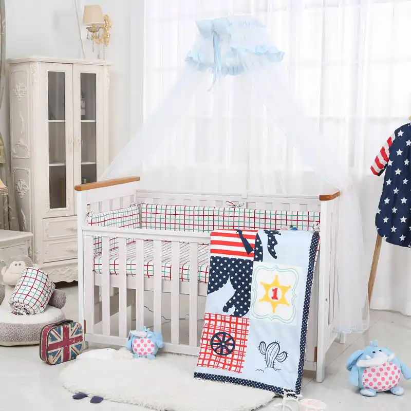 I Baby Baby Bedding Set 9pcs Crib Set Newborn Joyful Cowboy Cotton