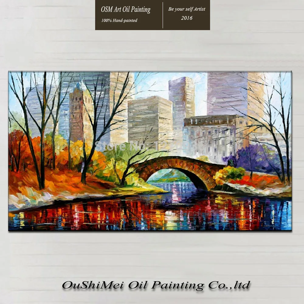 

Professional Manufacturer Best Quality Hand Paint Landscape Oil Painting New York Central Park Scenry for Home Wall Decoration