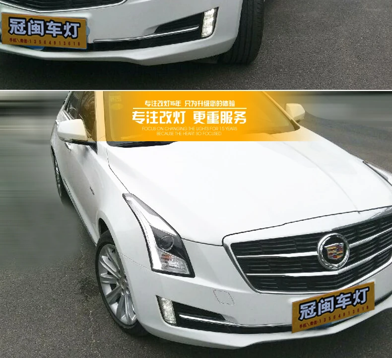 KOWELL автомобильный Стайлинг для Cadillac ATS фары- ATS-L светодиодный фары DRL Биксеноновые линзы Высокий Низкий луч парковка противотуманная фара