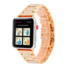 

Stylish Crystal Rhinestone Diamond Stainless Steel Link Bracelet Strap for Apple Watch Series 4 3 2 fashion iwatch band for girl
