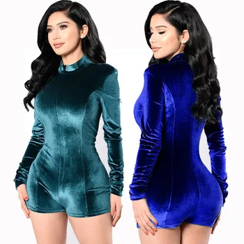 

The new hot spring and summer European and American fashion pop gold velvet is thin and elegant sexy female jumpsuit