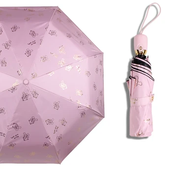 

Cute Bears Printed Automatic Open/Close Windproof Lightweight Compact Travel Umbrella Water-Resistant Three-folding Umbrellas
