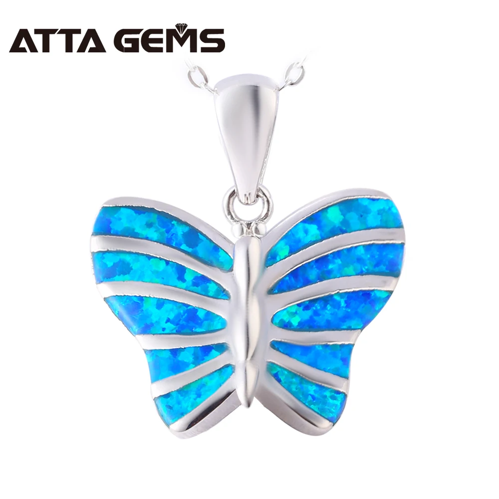 

Blue Opal Silver Pendants Women Fashion Butterfly S925 Solid Silver Pendants Wedding Engagement Jewelry Design Styles