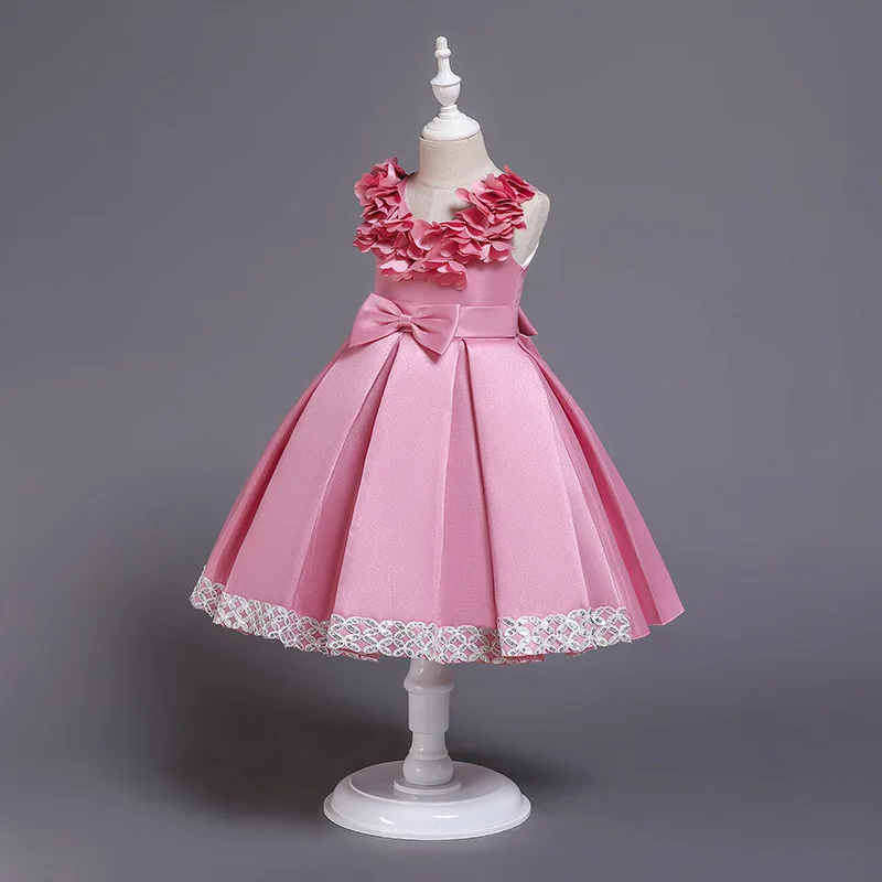 Летнее платье принцессы из тюля для девочек платье с цветочным узором для девочек одежда на День святого Валентина без рукавов праздничное платье на свадьбу для девочек