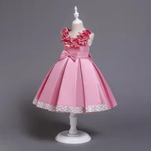 Летнее платье принцессы из тюля для девочек платье с цветочным узором для девочек одежда на День святого Валентина без рукавов праздничное платье на свадьбу для девочек