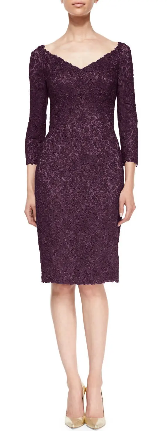 

Lace Women Sheath Dress Elegant Short Sleeves Sexy V-Neck Party Dresses 150815114B1