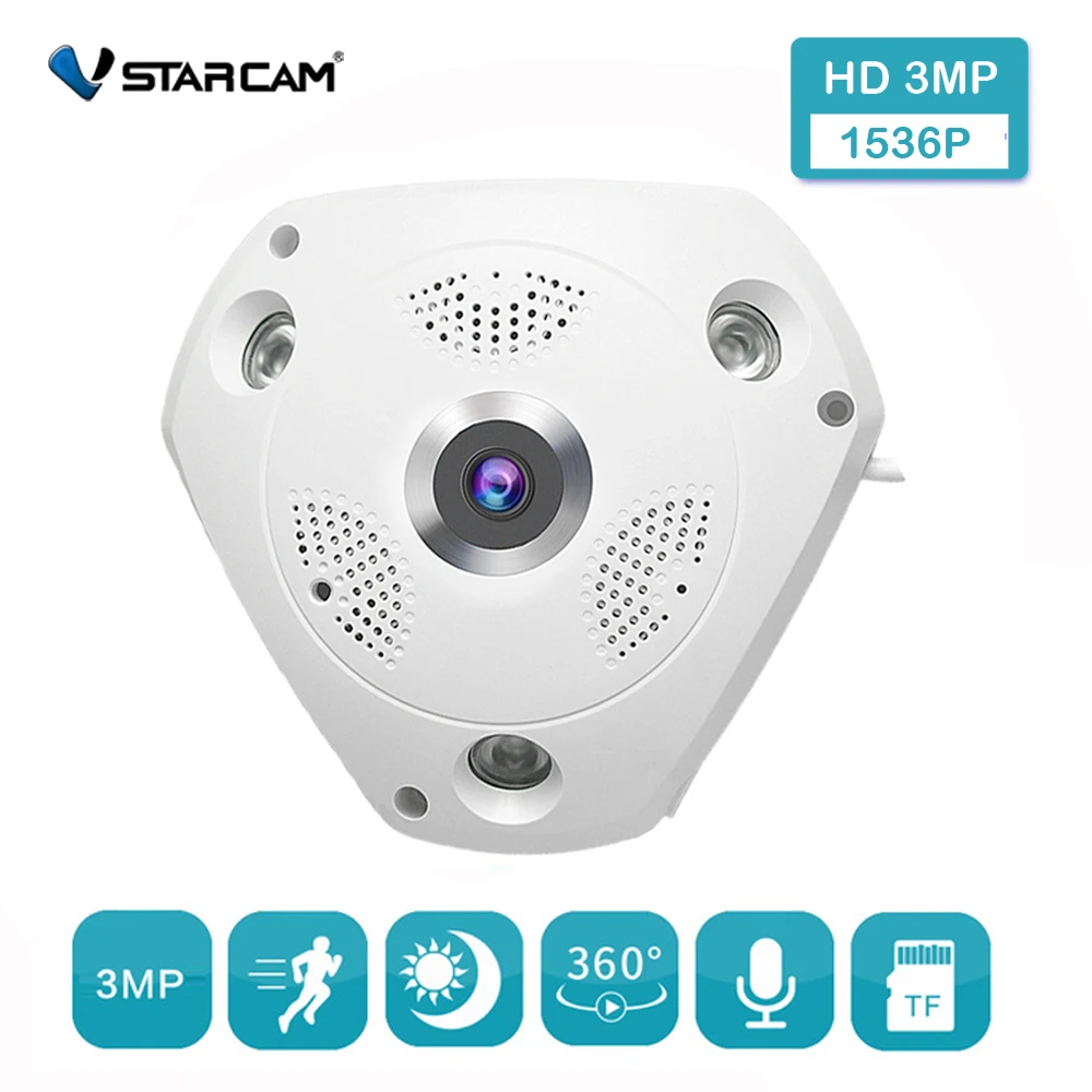 Vstarcam C61S 360 камера IP рыбий глаз панорамный 1080P WIFI CCTV 3D VR видео Micro SD карта Аудио