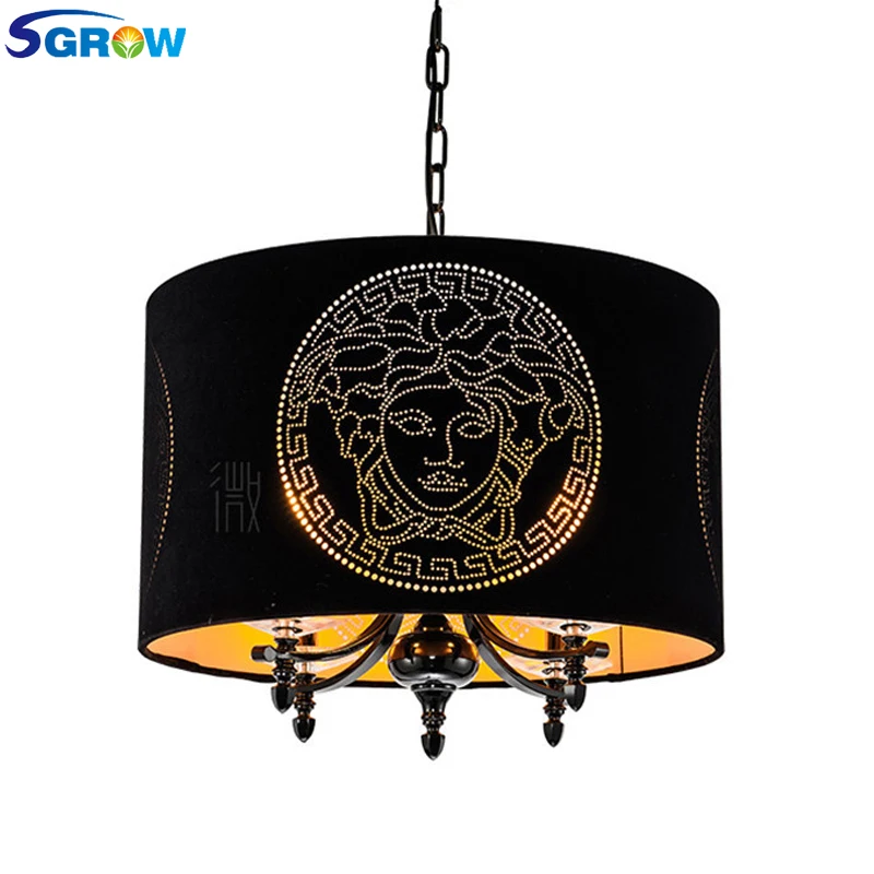 

SGROW 4 Heads Fabric Pendant Light Fixture for Living Room Bedroom Dinning Room Lampara with E14 Bulb Nordic Simple Hanging Lamp