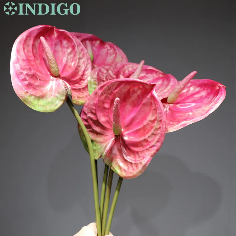 Индиго-розовый антуриум Розовый Цветок Калла искусственный цветок из пластика Свадебные водонепроницаемые поддельные цветы
