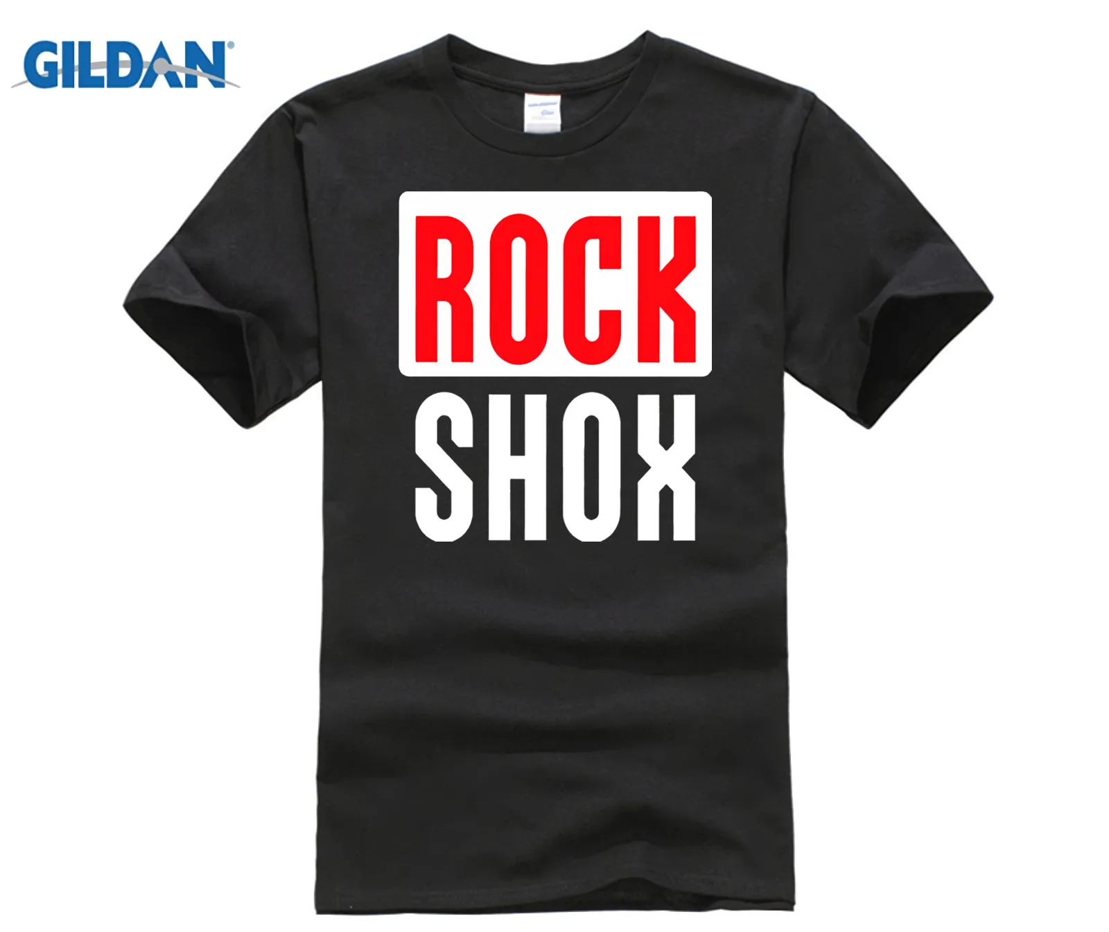 HOT deals New ROCK SHOX Logo Moutain MTB Biker Bicycler Black Tee Shirt T Shirt Summer Style Mens T-Shirt Brand Style Short