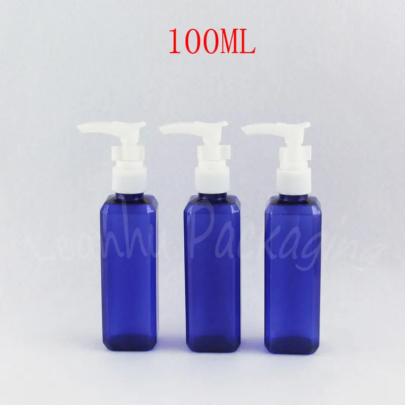 

100ML Blue Plastic Bottle With Bayonet Pump , 100CC Shower Gel / Shampoo Packaging Bottle , Empty Cosmetic Container