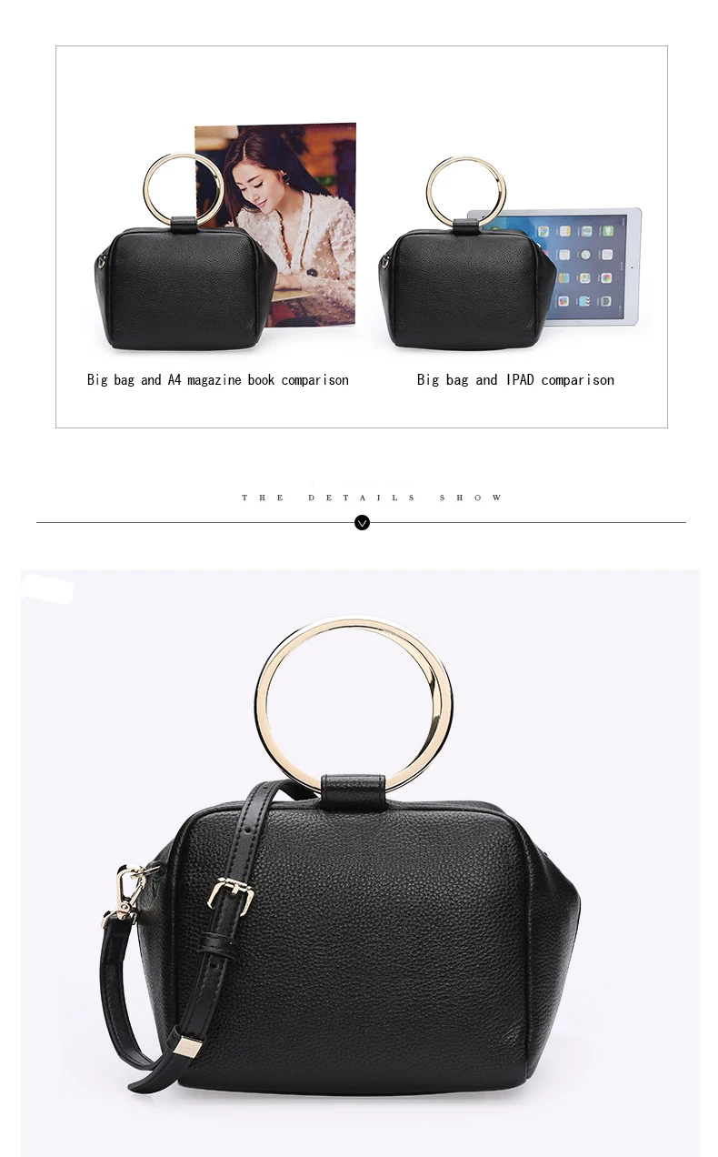 HONGU Luxury Cow Leather Handbags Women Bags Brands Ring Evening Purses Lady Mini Crossbody Shoulder Bags Female Messenger Totes     H5140080992 (9)