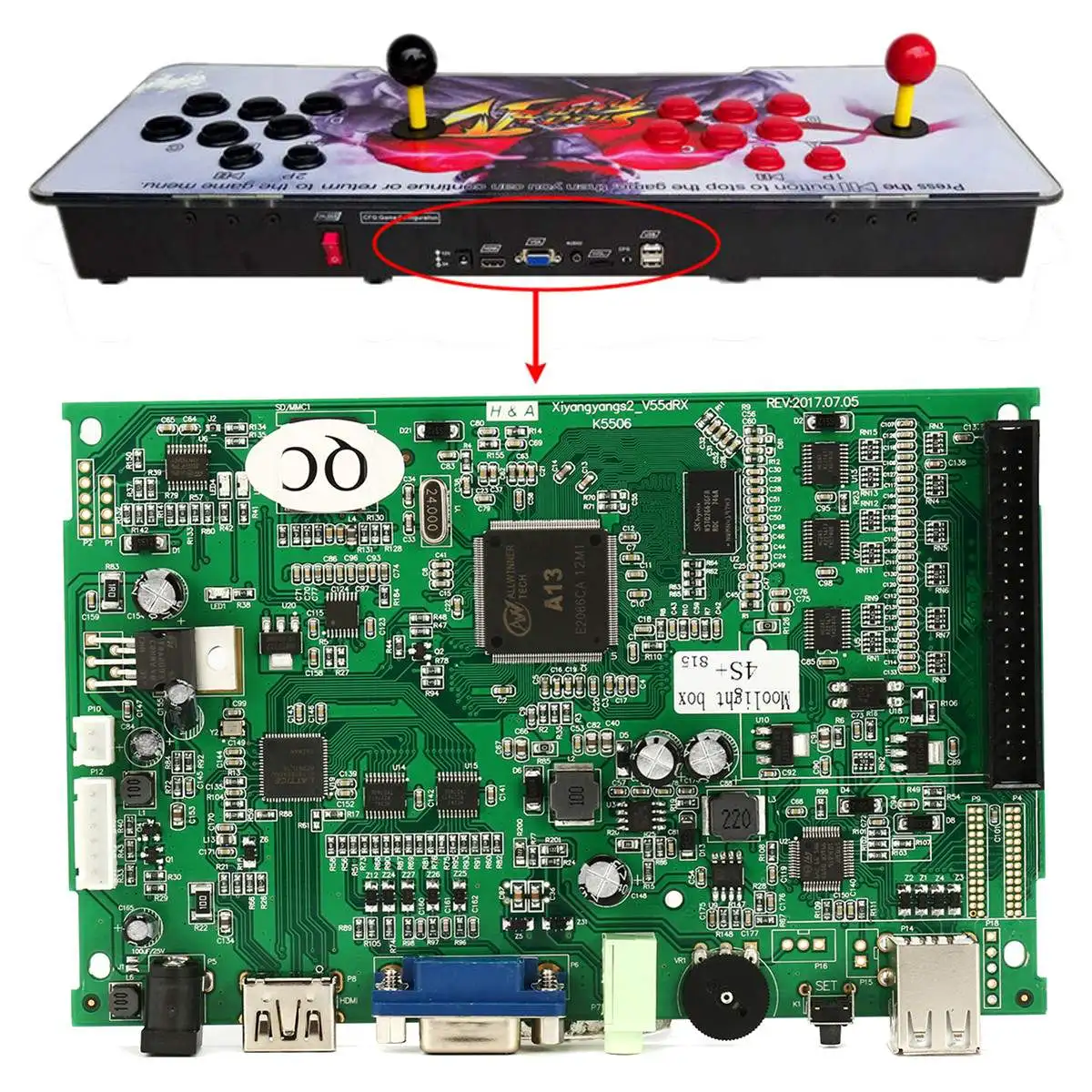 Comprar Caja de Juegos 4 5S 815 1314 en 1 MAME Jamma VGA pandas gabinete máquina Motherboard partes consola Multi Arcade PCB tablero cartucho