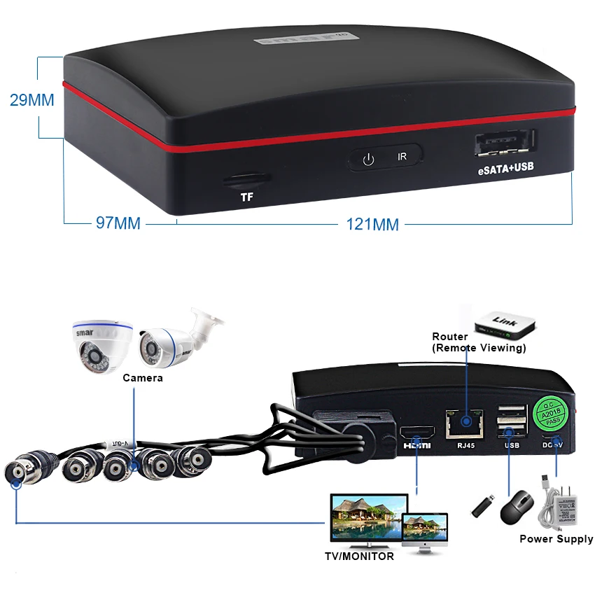 Smhd 4CH 1080N 5в1 AHD DVR комплект 2MP CCTV система 720 P/1080 P Крытая наружная Водонепроницаемая цилиндрическая камера комплект видеонаблюдения