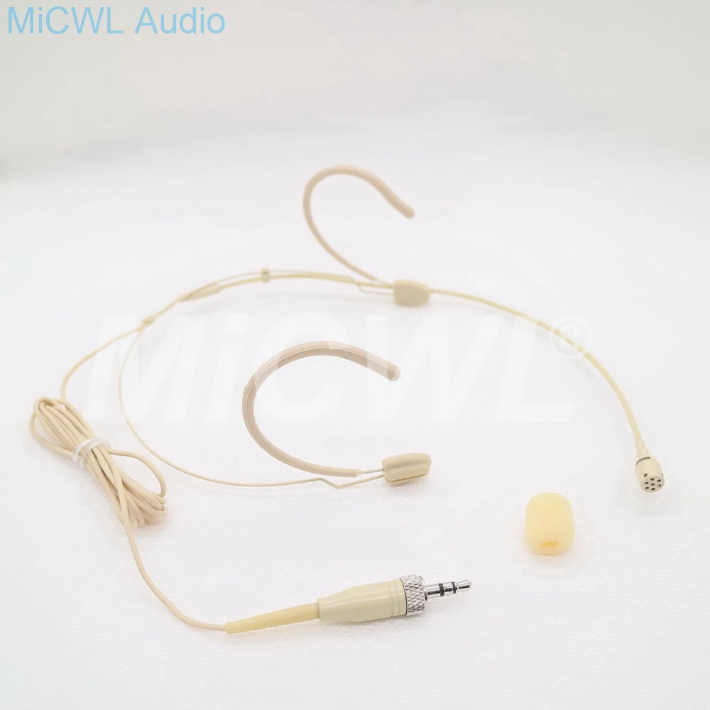 

Dual Hook Beige Headset Cardioid Condenser Headworn Microphone For Sennheiser Wireless System With Bodypack Transmitter