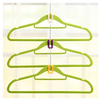 

WSFS Hot 10 PCS Random Color Home Creative Mini Flocking Clothes Hanger Easy Hook Closet Organizer