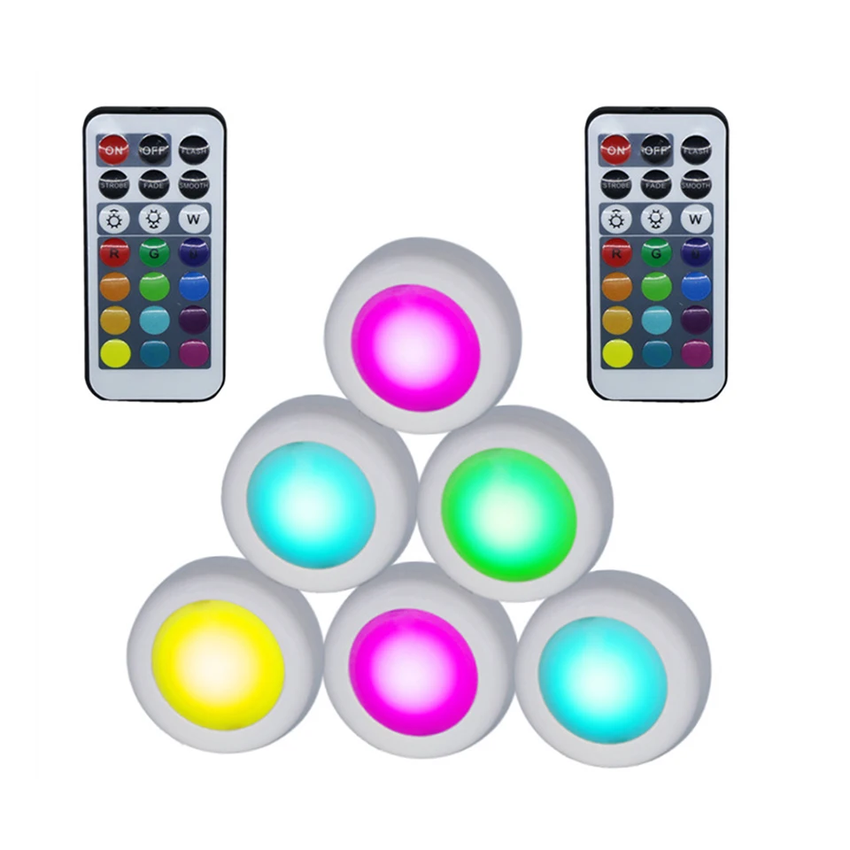 

Xsky LED RGB Night Light Dimmable 3*AAA Battery Powered Led Puck Light Wireless Under Cabinet Light Lamp For Kitchen Wine Cooler