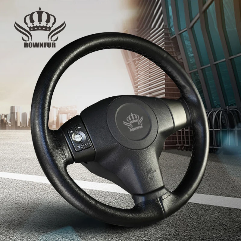 

AUTOCROWN Genuine leather steering wheel cover soft Sew steering cover Classical car steering wheel cover for diameter 38cm
