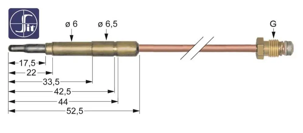 SIT термоэлемент Lange 1200 мм Steckhulse 6,0 (6,5) мм