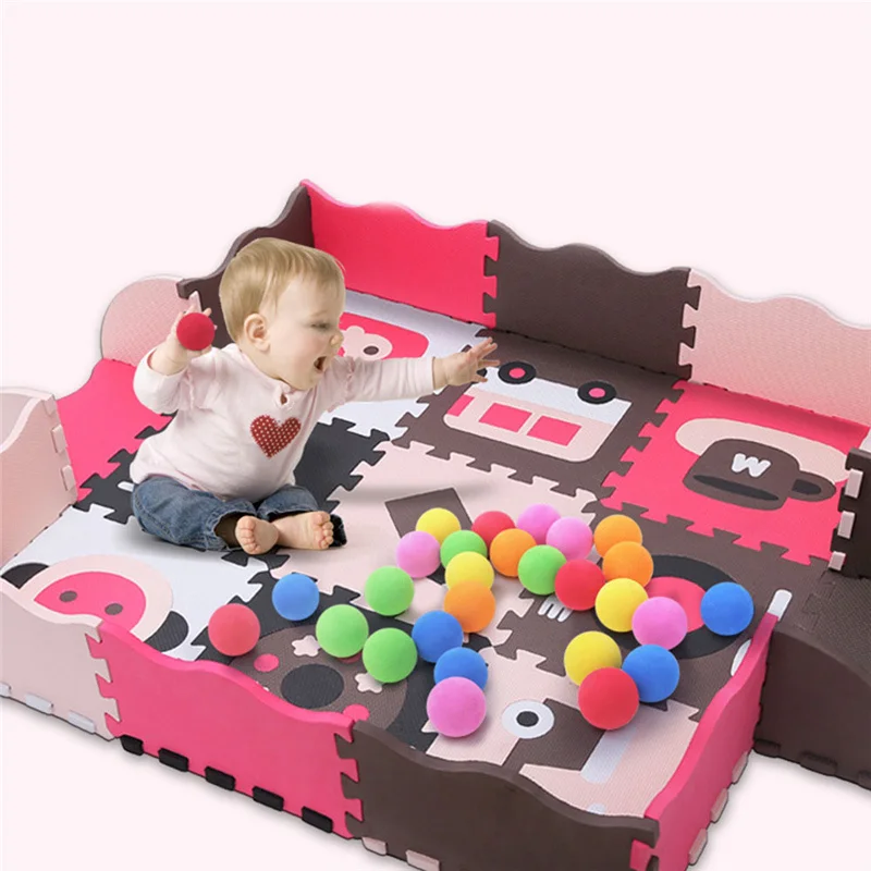 Assembled Cartoon Baby Crawling Mat Soft Foam Living Room Bathroom Mat Fence Game Pad Children