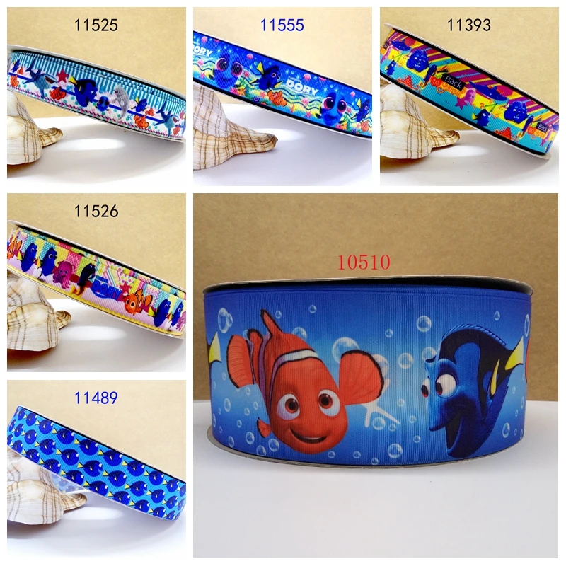 

Free shipping 50 yard per size dory ribbon printed grosgrain ribbon 10510