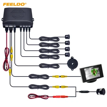 

FEELDO Car 4-sensor Rearview Parking Sensor Reversing System With 3.5inch Monitor and 18.5mm Camera