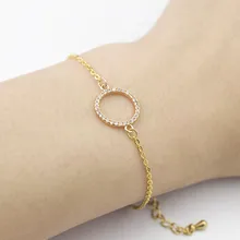 

Fashion Paved Crystal Circle Round Bracelets For Women Gold Color Link Chain Cubic Zirconia Bracelet Fine Jewelry Mother Gift