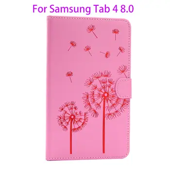 

Flip Leather Case For Samsung Galaxy Tab 4 8.0 T330 T331 T335 Back Cover Tablet flowers pattern Fundas Stand Soft Silicone Shell