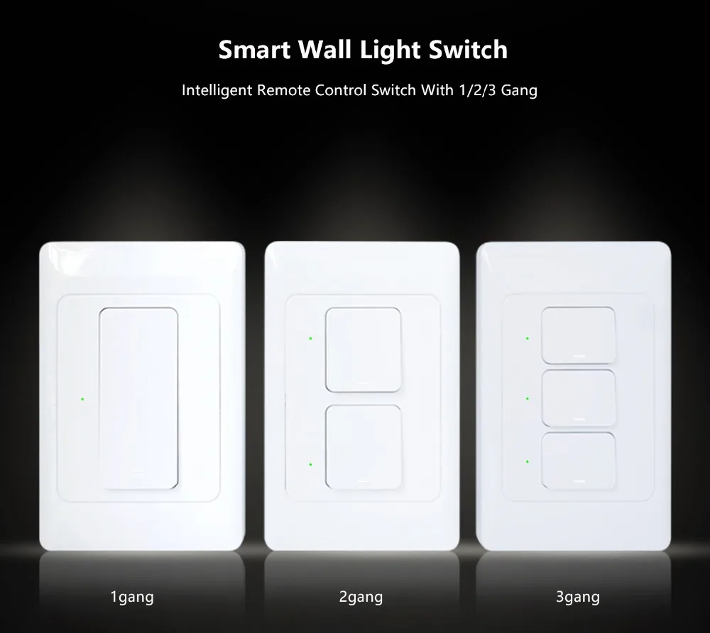 Alexa Zemismart Empurrar Luz Interruptor de Parede Wi-fi Google Home Permitir Tuya Vida Inteligente App Controle Eua 1 Gang 2/ 3 Gangues Interruptores Inteligentes 4 Cheap Interr.