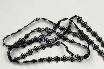 

15 Yard Width 0.6" Black Hollow Flower Shape Lace Cotton Fabric Trim For DIY Bridal wedding Doll Cap