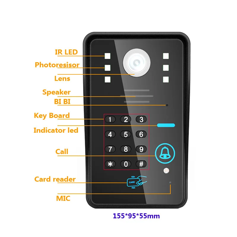7 дюймов проводной/Беспроводной Wi-Fi RFID пароль видео дверь домофон Системы с Электрический замок Удар + IR-CUT HD 1000TV