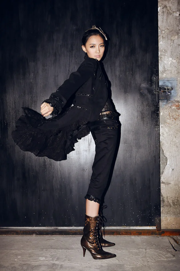 V Femmes 2017 Longue Vestes Palais Vintage Gothique À Col D'aronde Slim raccord Coffee black Punk Hiver Manteaux Steampunk Volants Automne Queue Dames wqrx0qFYv