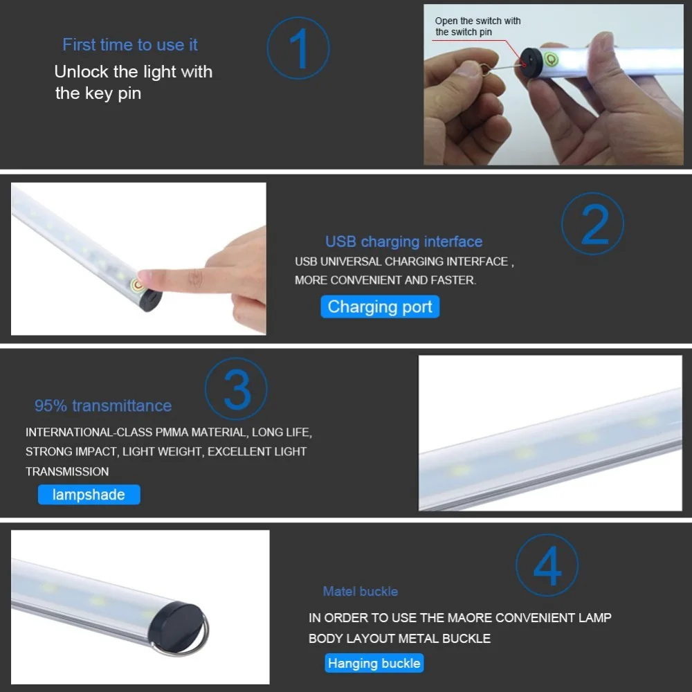 USB Rechargeable 15LED Touch Sensor Night Light5