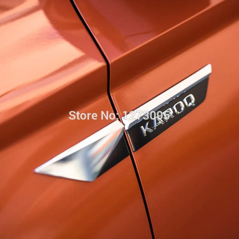 Для Skoda Kodiaq Karoq, АБС-пластик, автомобильный боковой двери крыло эмблема значок Стикеры оригинальные внешние автомобильные аксессуары для стайлинга - Цвет: 4pcs Karoq