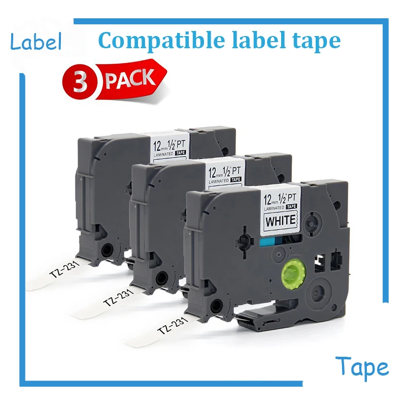 

3 шт. совместимы с p-touch p touch Label принтера tze Tze231 tz231