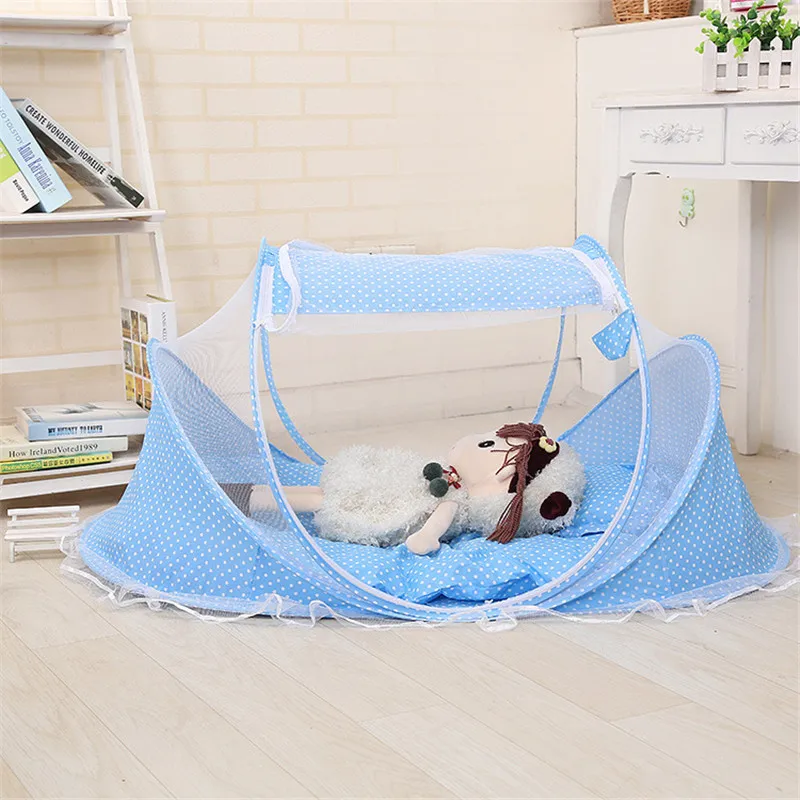 Baby Bedding Crib Kids Netting Folding Mosquito Nets Infant Bed Mattress Pillow 
