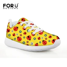 FORUDESIGNS/Божья коровка кавайные ботинки для бега на плоской подошве для занятий спортом для школьников Удобная Нескользящая Уличная обувь желтого цвета