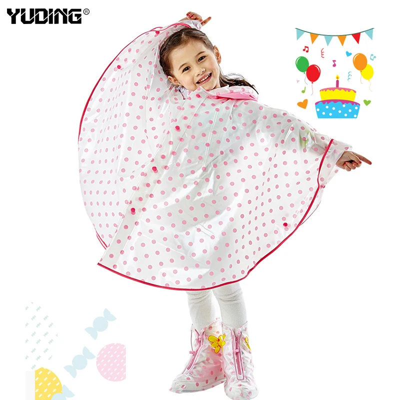 Yuding One Rainproof Kids Girls Raincoat Plastic Cute Monkey Ponchos