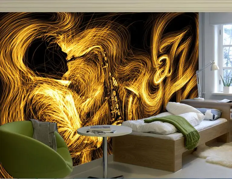 Beibehang papel де parede Стильный Premium абстрактный Золотой Саксофон Джаз 3d росписи обои фона обои для стен 3 d