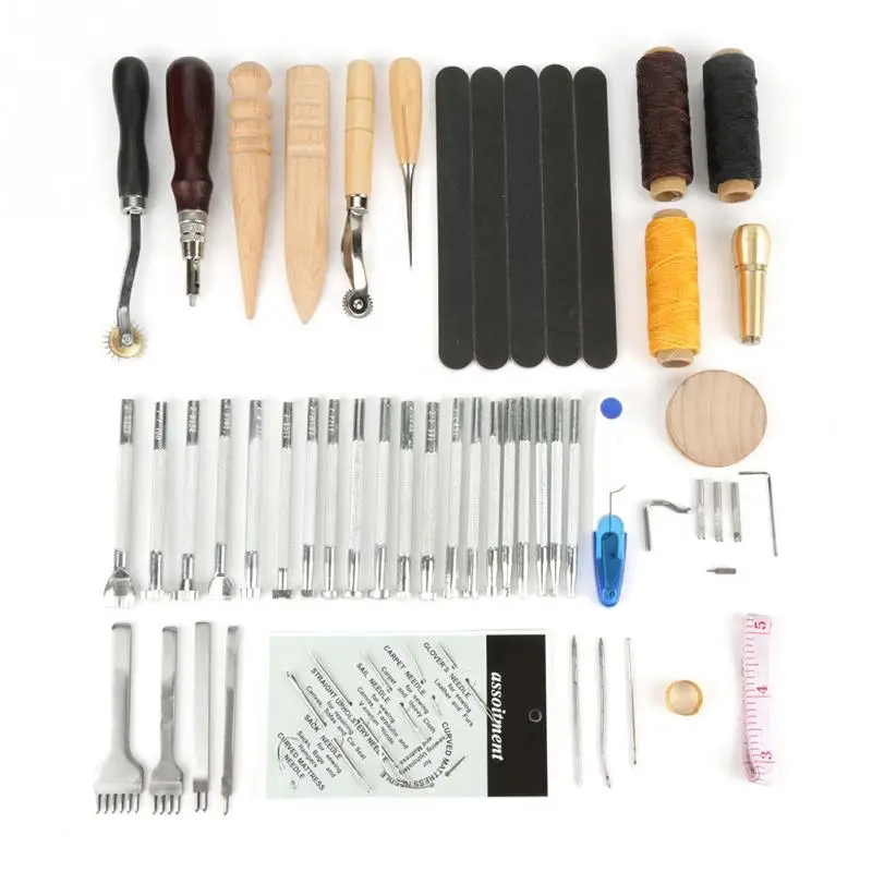 

59pcs Leather Craft Tools Kit Hand Sewing Stitching Punch Carving DIY Craft Tools Kit Hand Sewing Stitching Punch