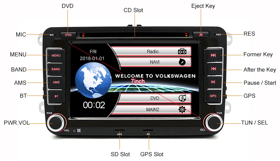 Sale Junsun 2 din Car Radio Multimedia Player GPS for Volkswagen VW golf passat b6 Touran polo sedan Tiguan jetta Android DVD 25