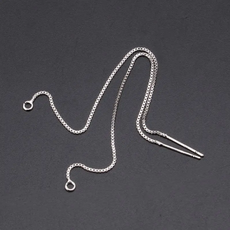 

S925 Silver DIY Ear Wire Thread With Jump Ring Dangle Earrings Jewelry Making 2pcs 1 pair
